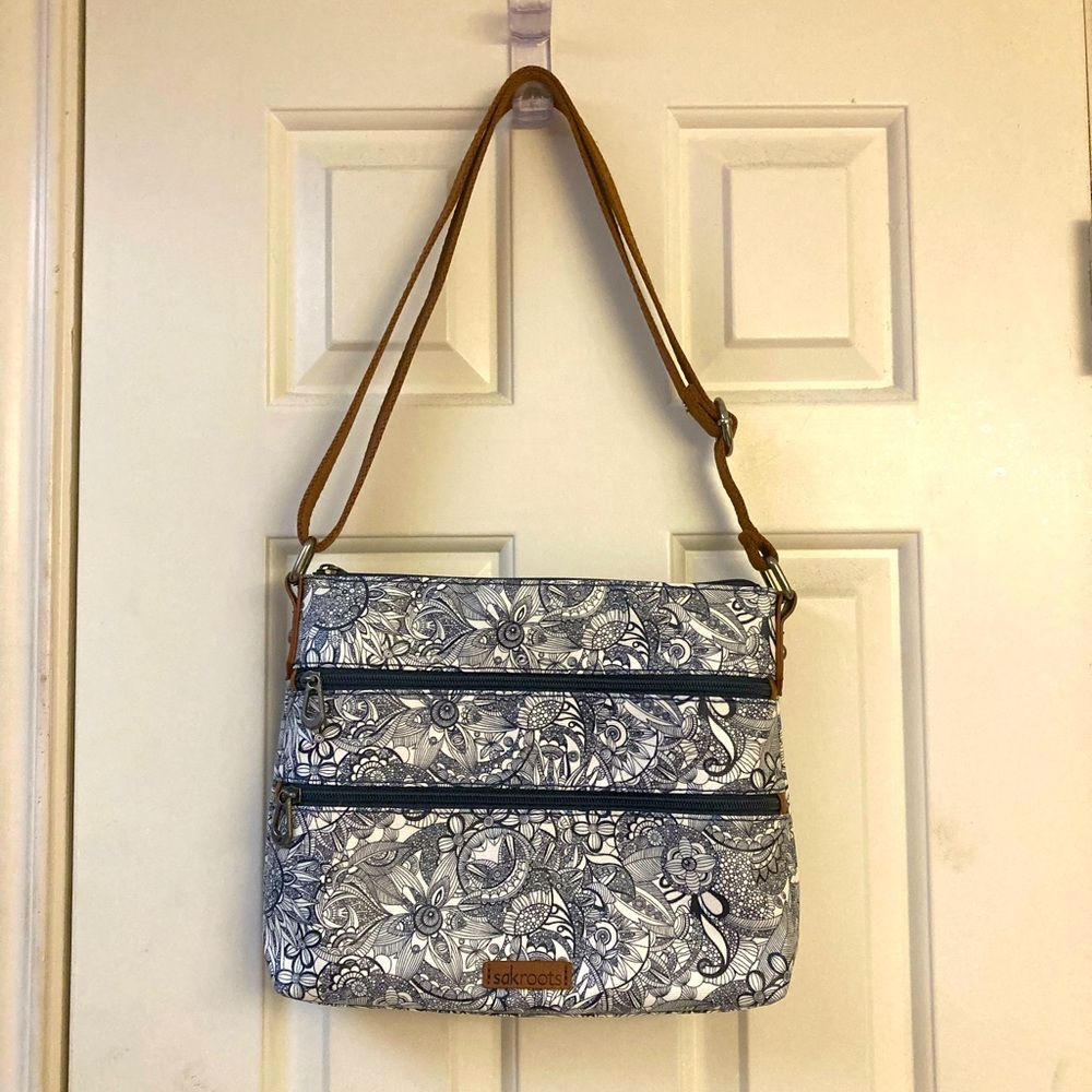Sakroots crossbody bag and card wallet, navy blue